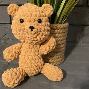 Handmade Crochet Teddy Bear in Warm Camel